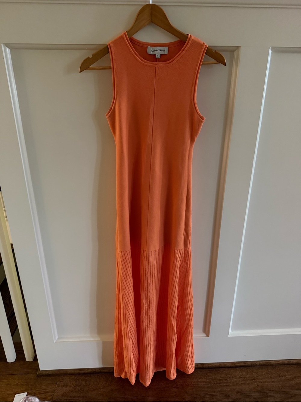 SOLID & STRIPED Sleeveless Orange Knit Maxi Dress